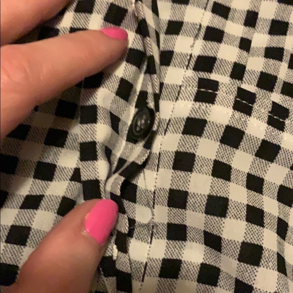 JCrew Black white plaid button down blouse Size S - Picture 4 of 8